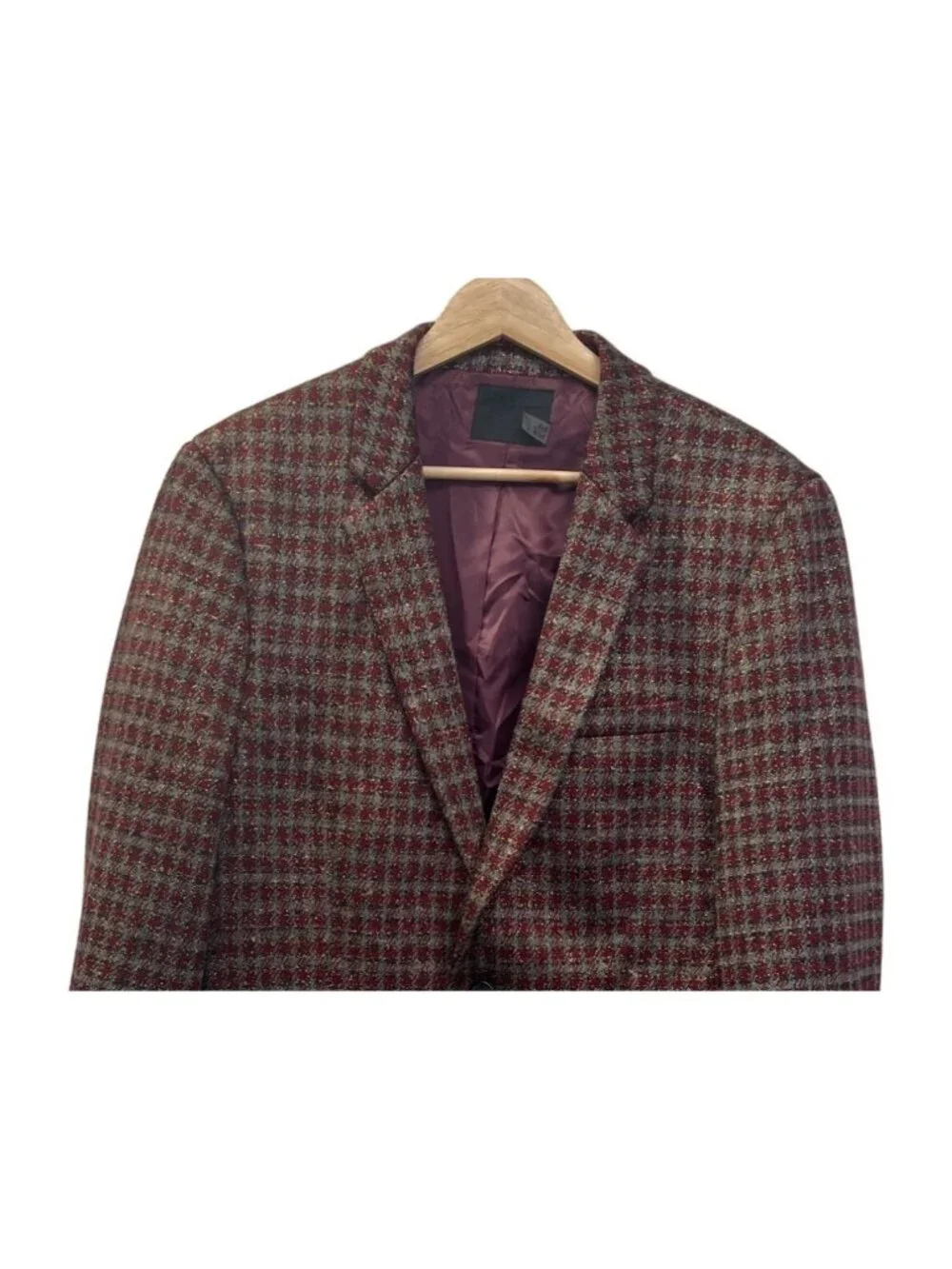 Asos NWOT Burgandy Red Brown and Gold 2 Button Blazer